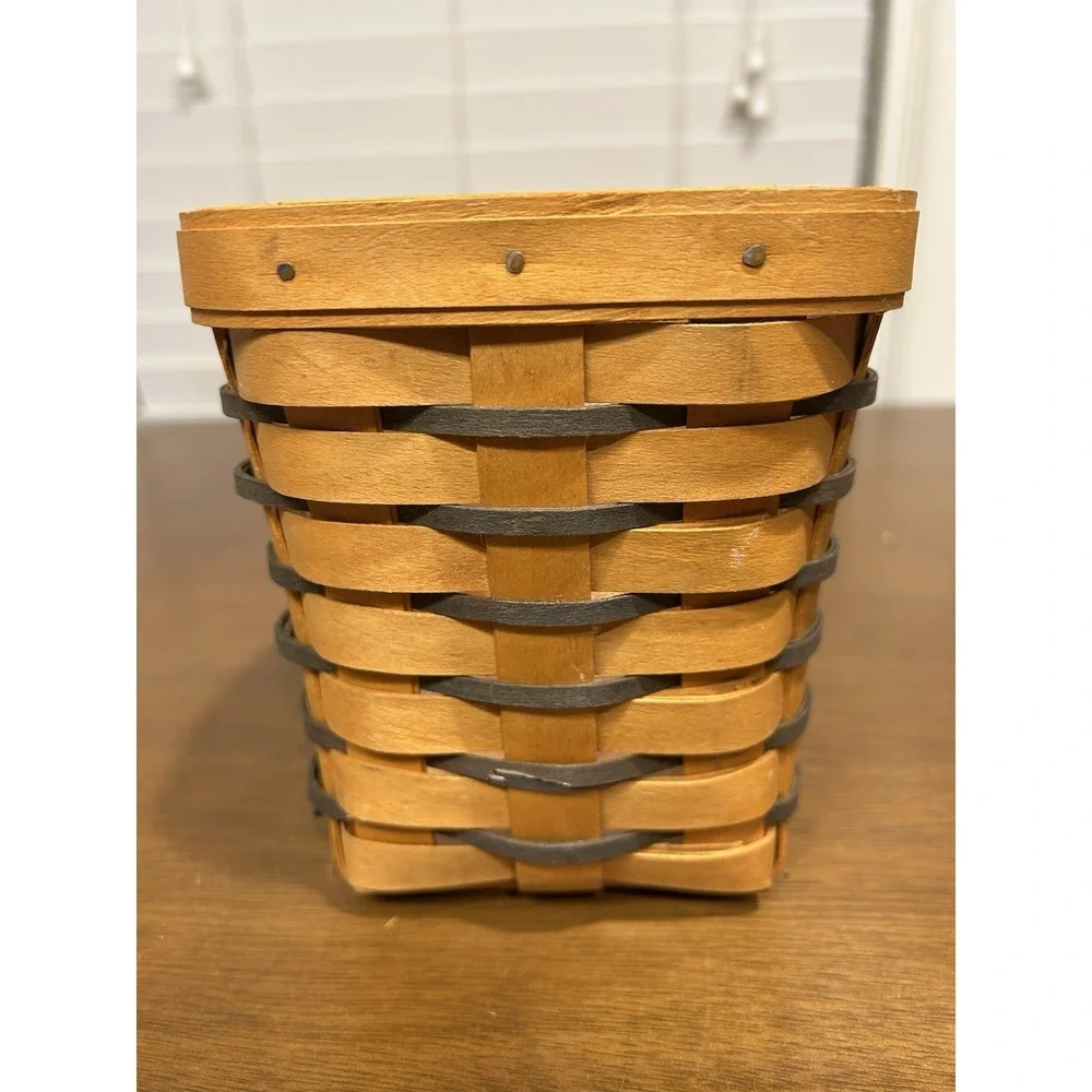 Longaberger '97 Heartland Small Spoon Basket Wooden Woven Handmade Plastic Liner